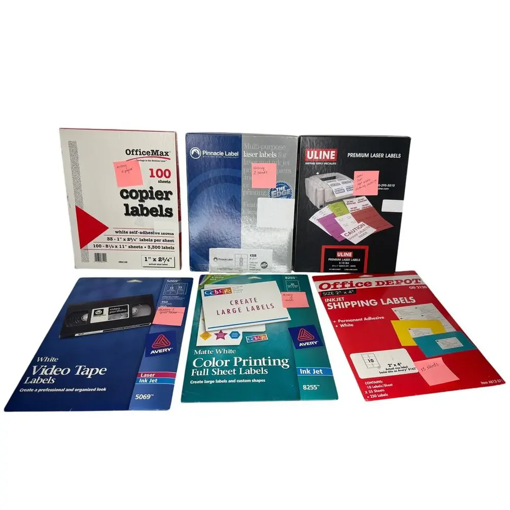 Labels Lot of 6-Uline,Office Max, Pinnacle